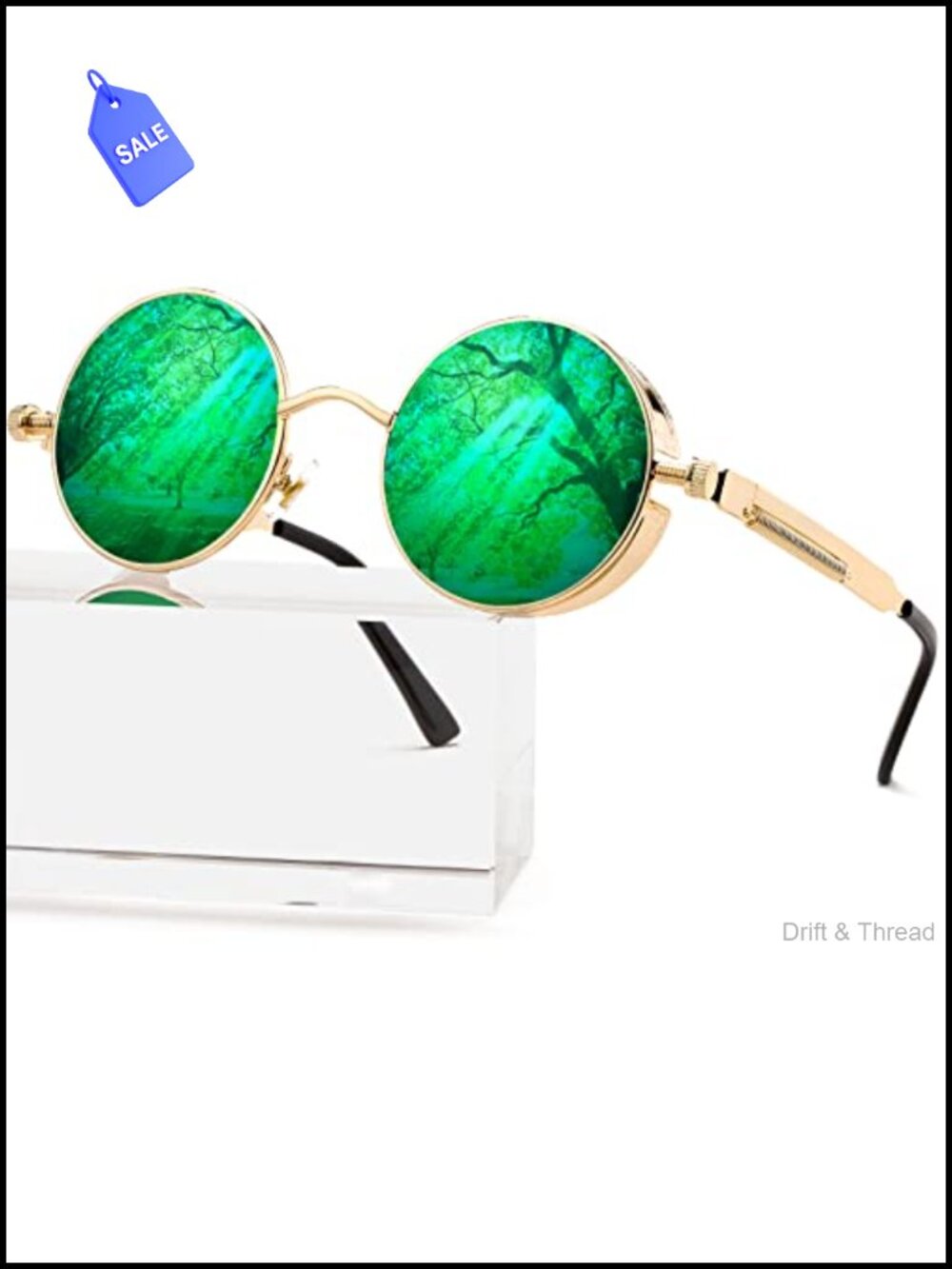 Round Steampunk Sunglasses Full Metal Frame Retro Gothic Mirrored Lens